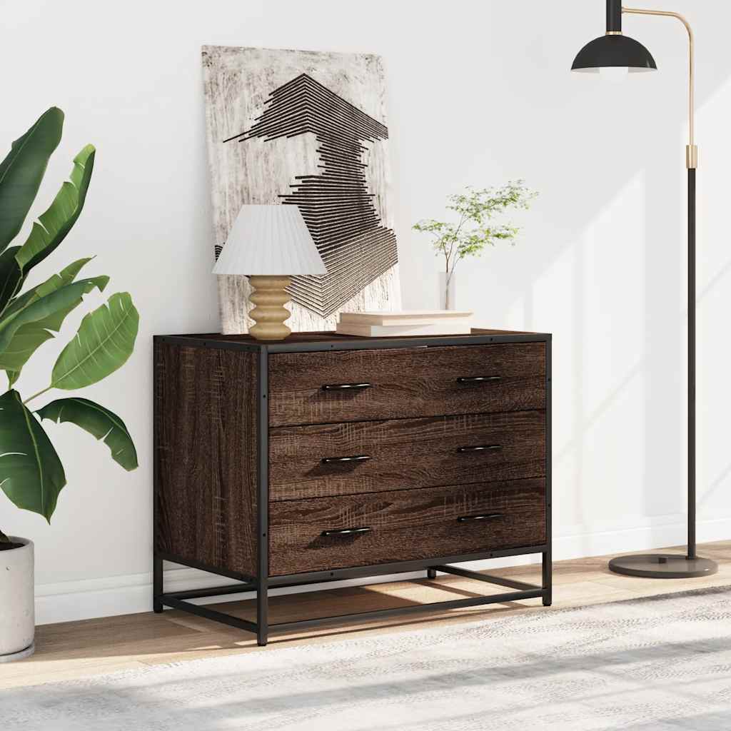 Kommode brun eik 70x41x56 cm konstruert tre