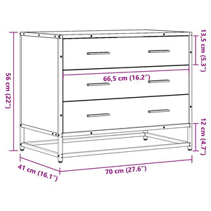 Kommode brun eik 70x41x56 cm konstruert tre