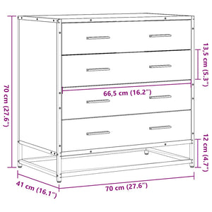 Kommode røkt eik 70x41x70 cm konstruert tre