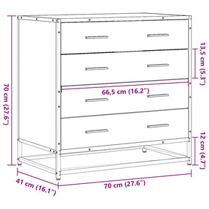 Kommode brun eik 70x41x70 cm konstruert tre