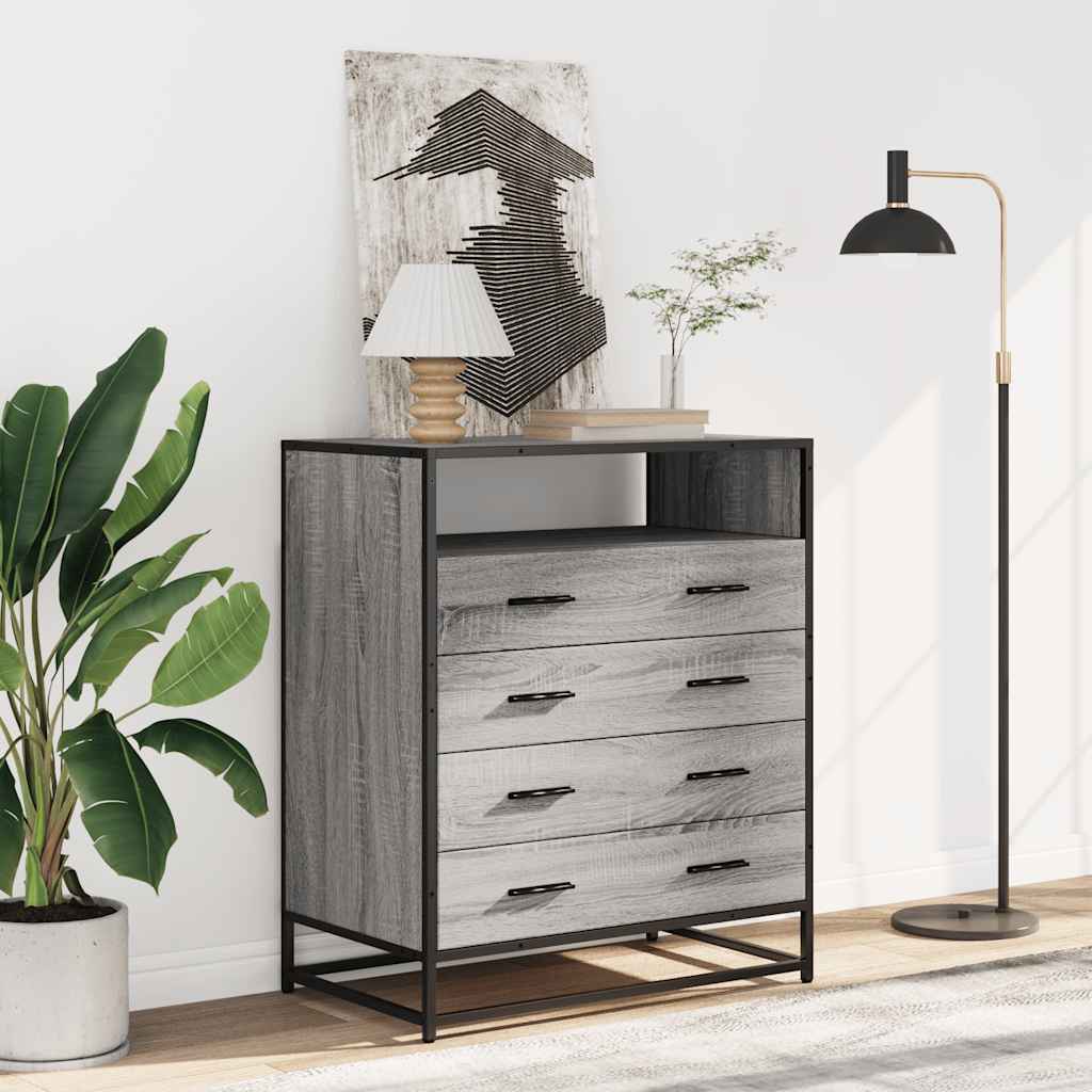 Kommode grå sonoma 70x41x83,5 cm konstruert tre