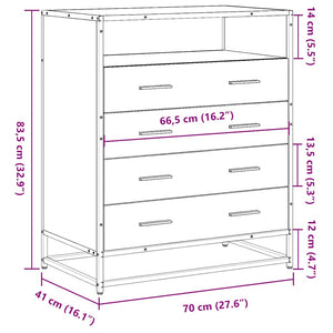 Kommode brun eik 70x41x83,5 cm konstruert tre