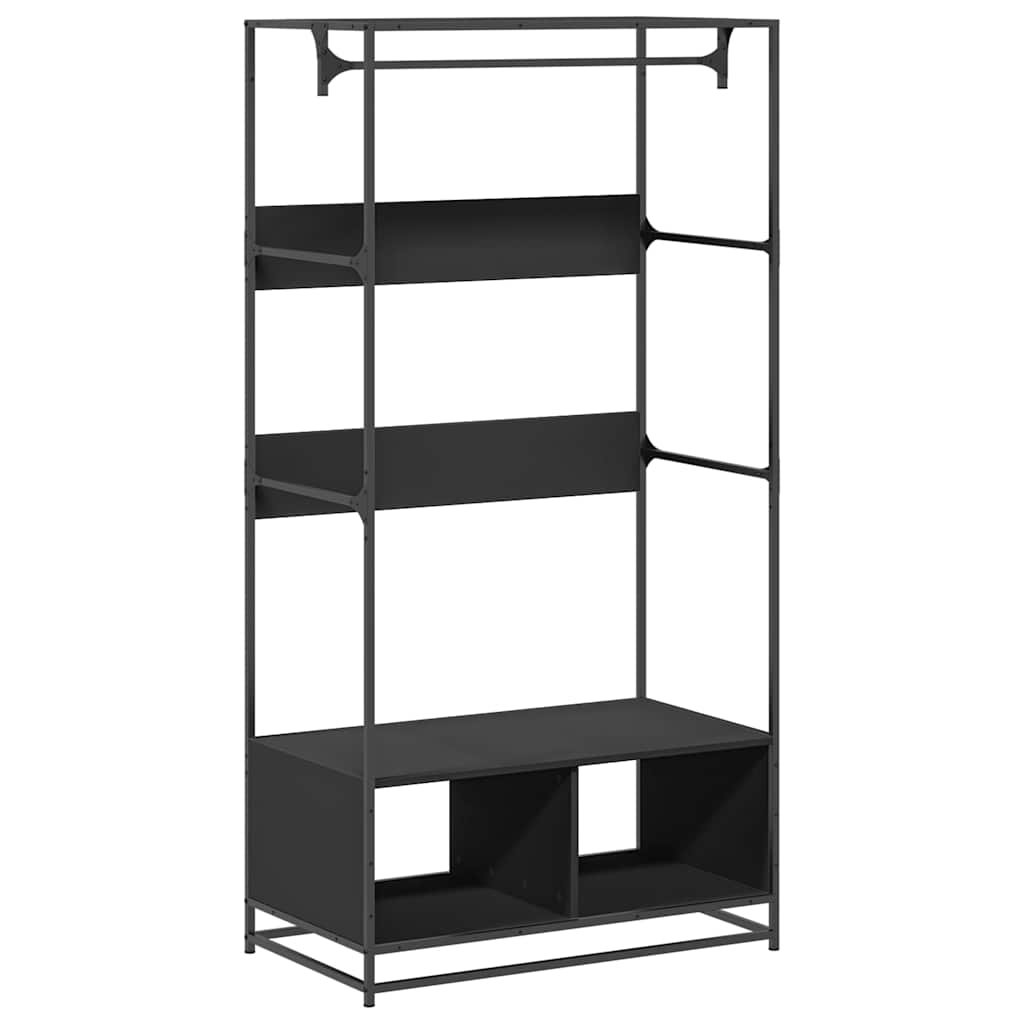 Garderobe svart 90x50x180 cm konstruert tre
