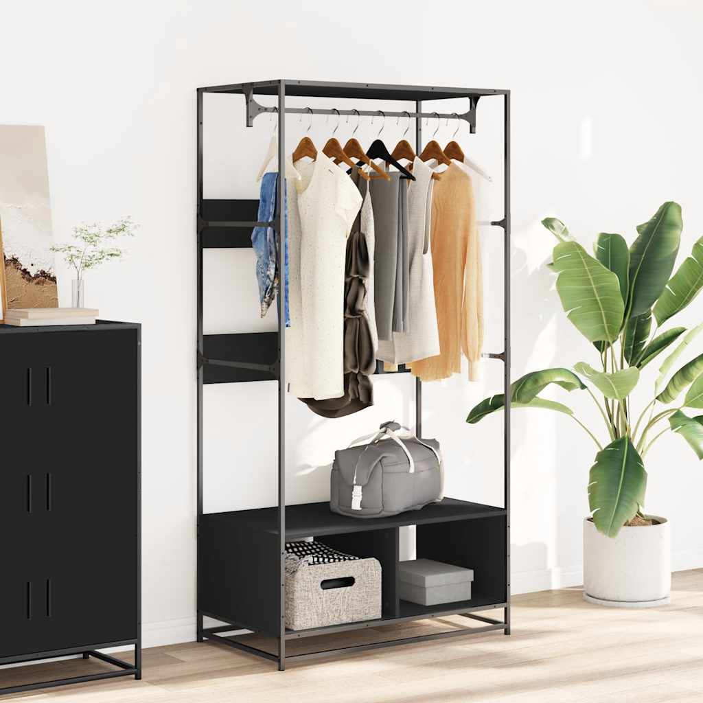 Garderobe svart 90x50x180 cm konstruert tre
