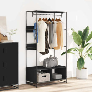 Garderobe svart 90x50x180 cm konstruert tre