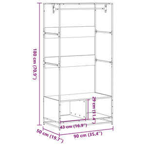 Garderobe svart 90x50x180 cm konstruert tre