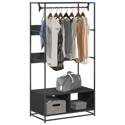 Garderobe svart 90x50x180 cm konstruert tre