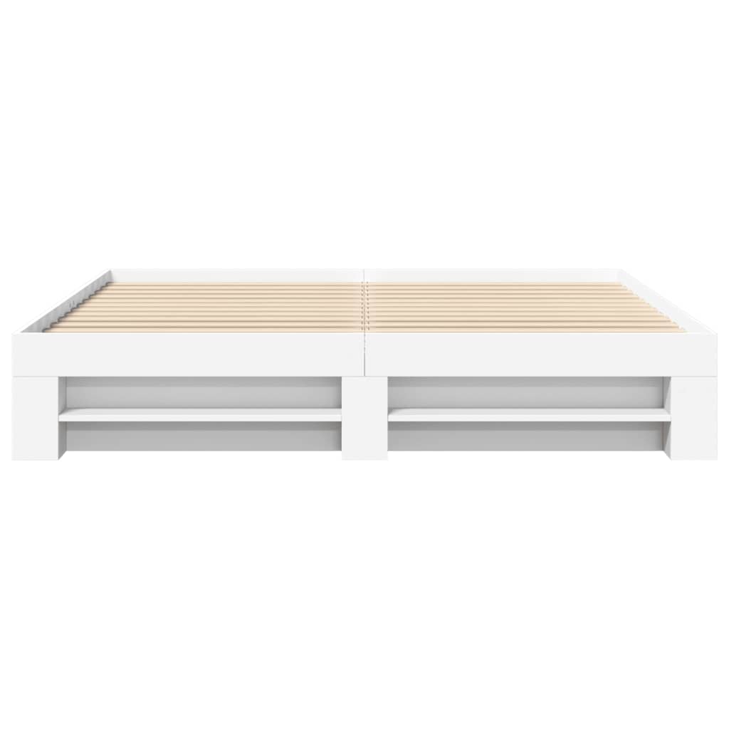 Bed frame white 200x200 cm engineered wood