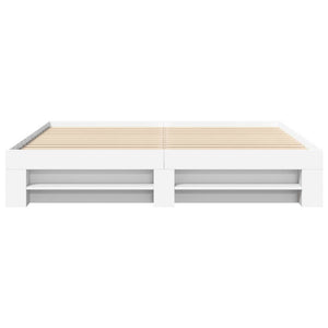 Bed frame white 200x200 cm engineered wood