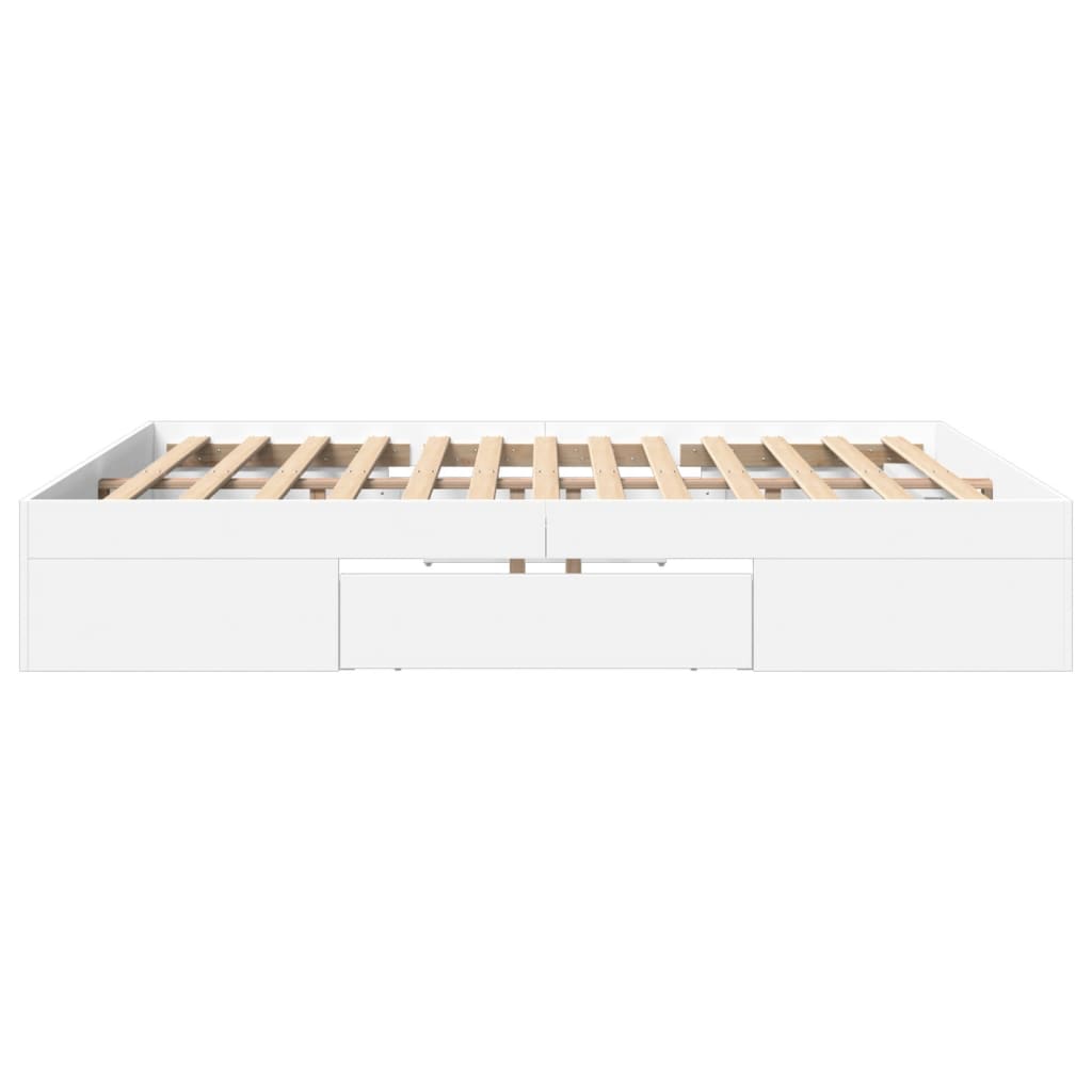 Bed frame white 200x200 cm engineered wood