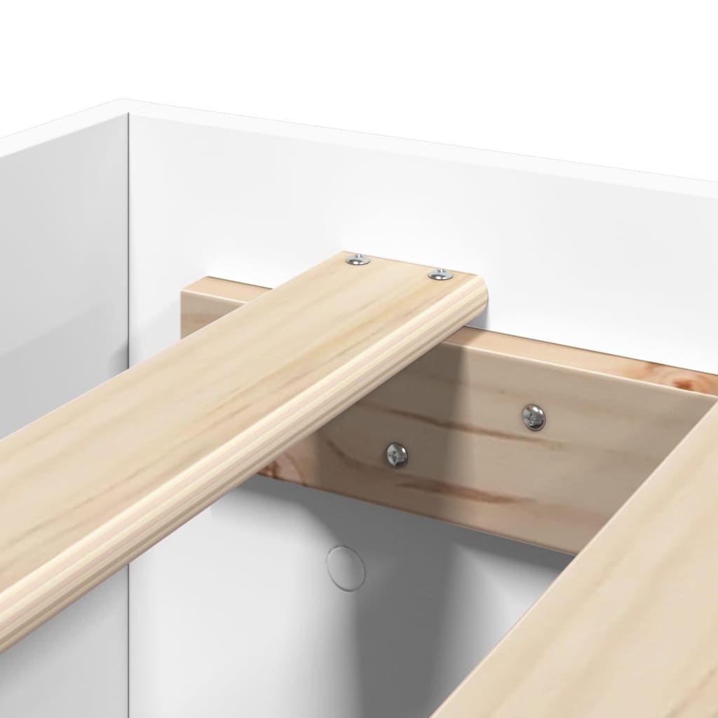 Bed frame white 200x200 cm engineered wood