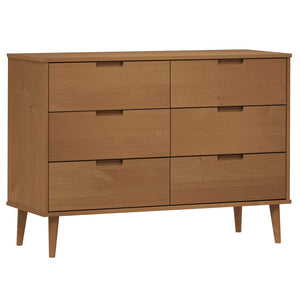 Kommode MOLDE brun 113x40x80 cm heltre furu