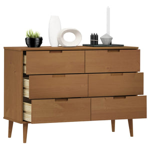 Kommode MOLDE brun 113x40x80 cm heltre furu