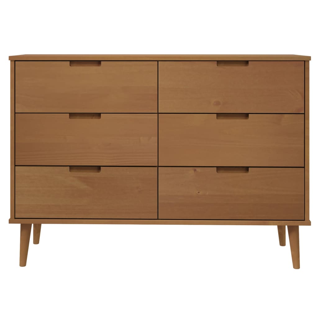 Kommode MOLDE brun 113x40x80 cm heltre furu