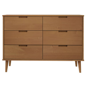 Kommode MOLDE brun 113x40x80 cm heltre furu