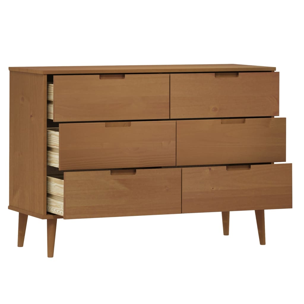 Kommode MOLDE brun 113x40x80 cm heltre furu