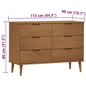 Kommode MOLDE brun 113x40x80 cm heltre furu