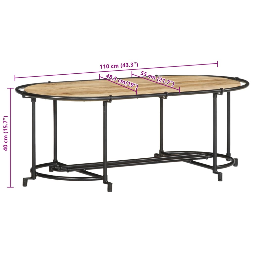 Salongbord 110x55x40 cm grov heltre mango