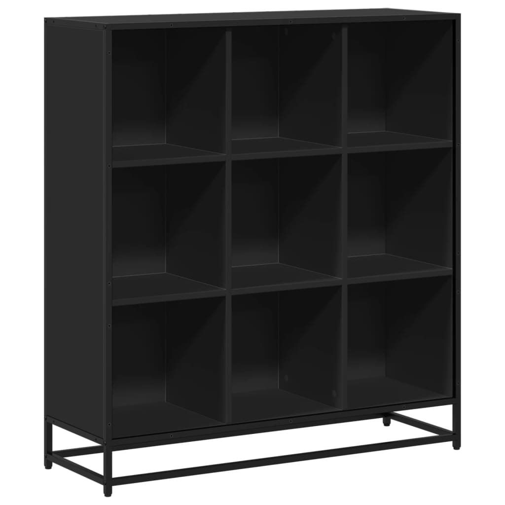 Bokhylle svart 97,5x33x107,5 cm konstruert tre og metall