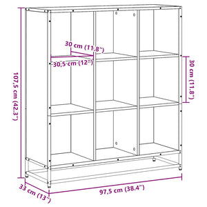 Bokhylle svart 97,5x33x107,5 cm konstruert tre og metall