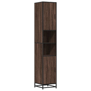 Baderomsskap brun eik 35x37,5x188,5 cm konstruert tre og metall