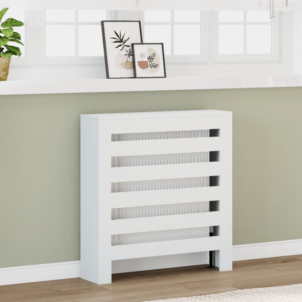 Radiatordeksel hvit 78x20x82 cm konstruert tre