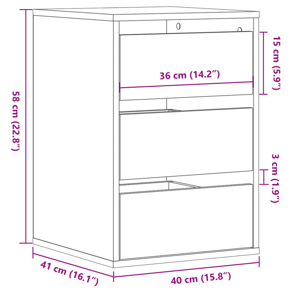Kommode betonggrå 40x41x58 cm konstruert tre