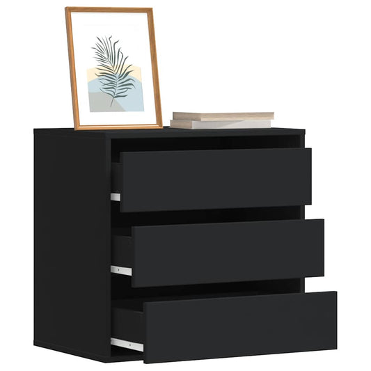 Chest of drawers black 60x41x58 cm engineered wood