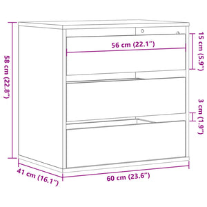 Kommode røkt eik 60x41x58 cm konstruert tre