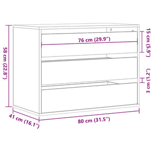 Kommode hvit 80x41x58 cm konstruert tre