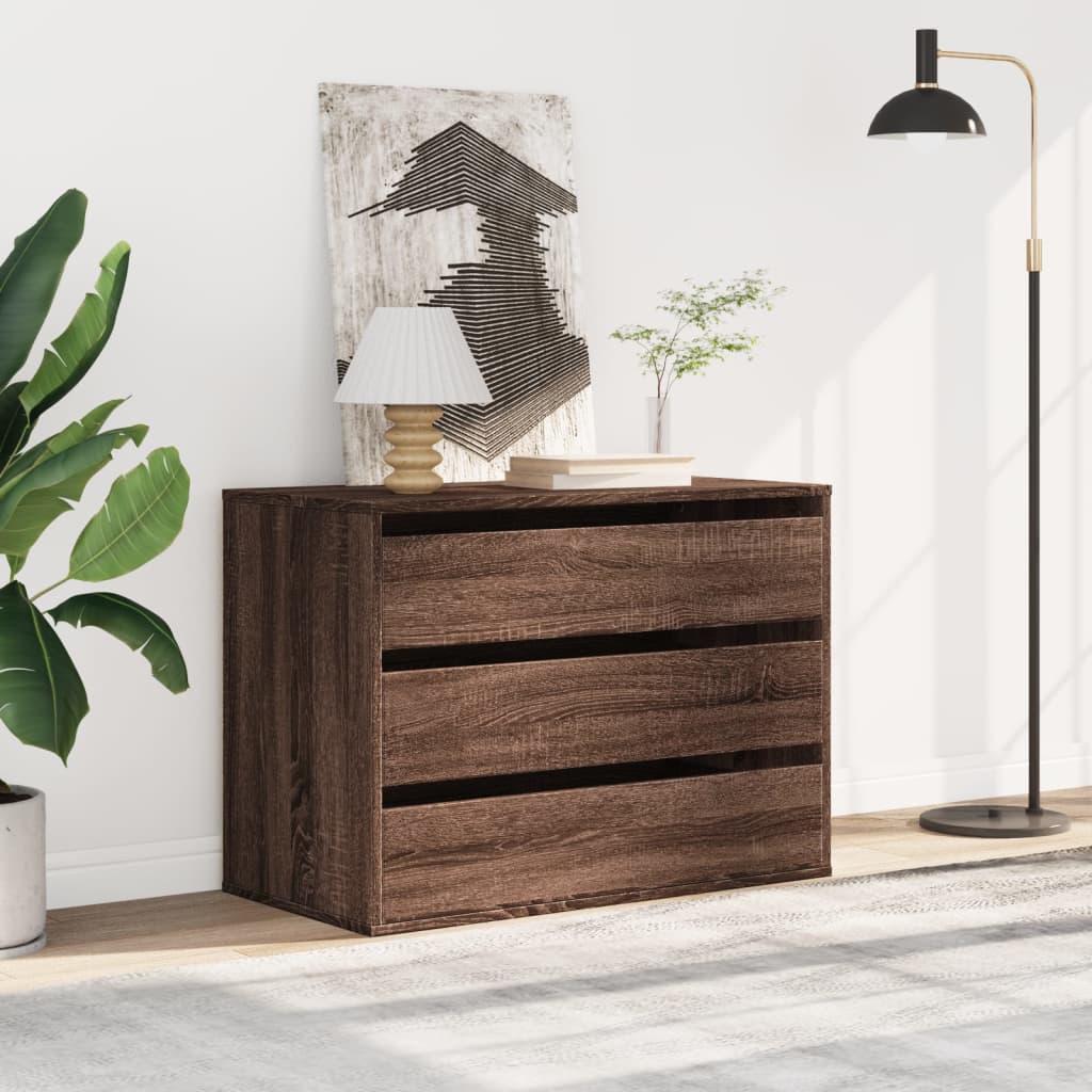 Kommode brun eik 80x41x58 cm konstruert tre