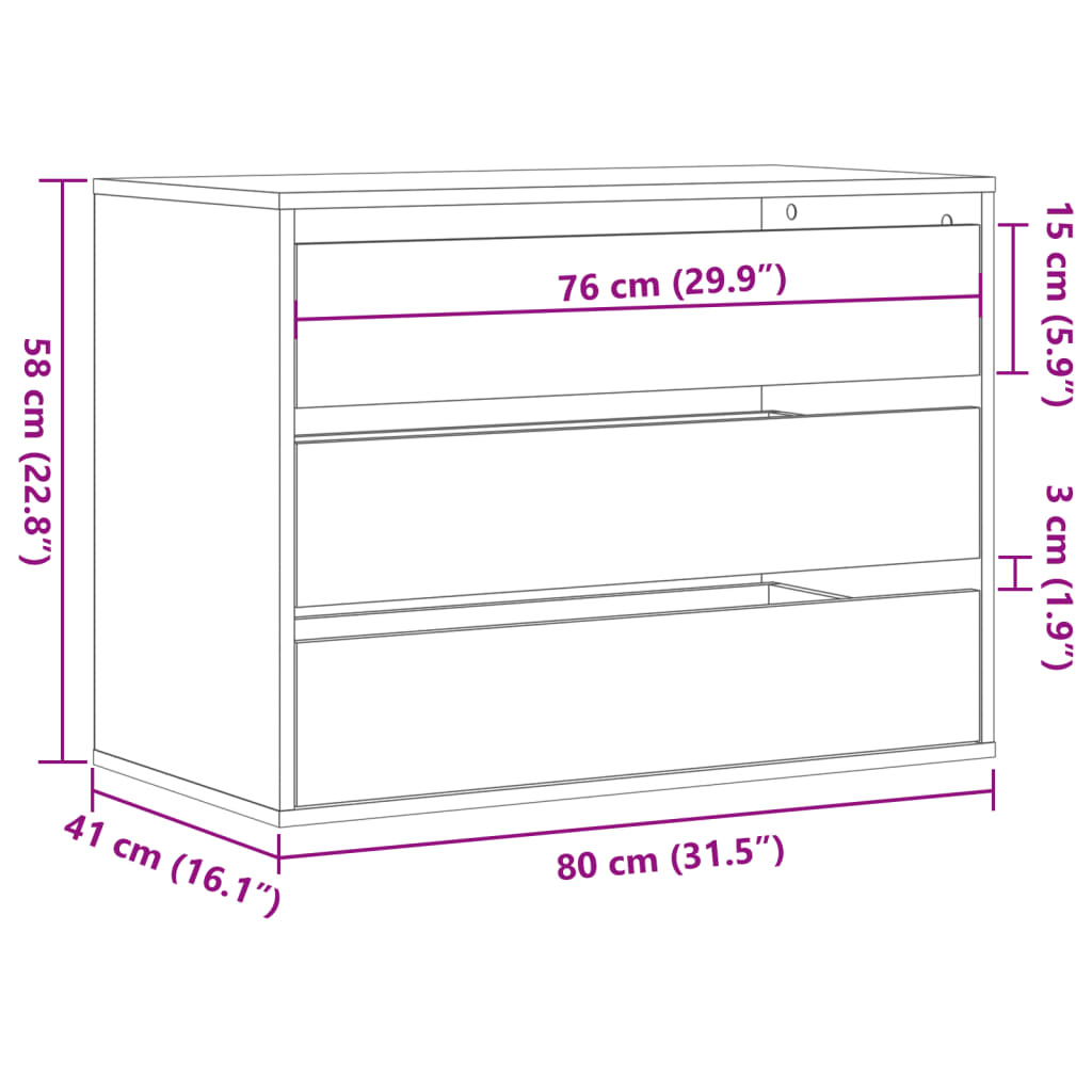 Kommode artisan eik 80x41x58 cm konstruert tre