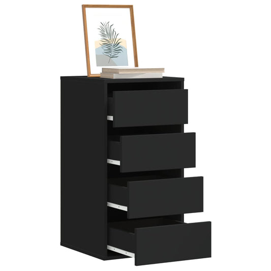 Chest of drawers black 40x41x76 cm engineered wood