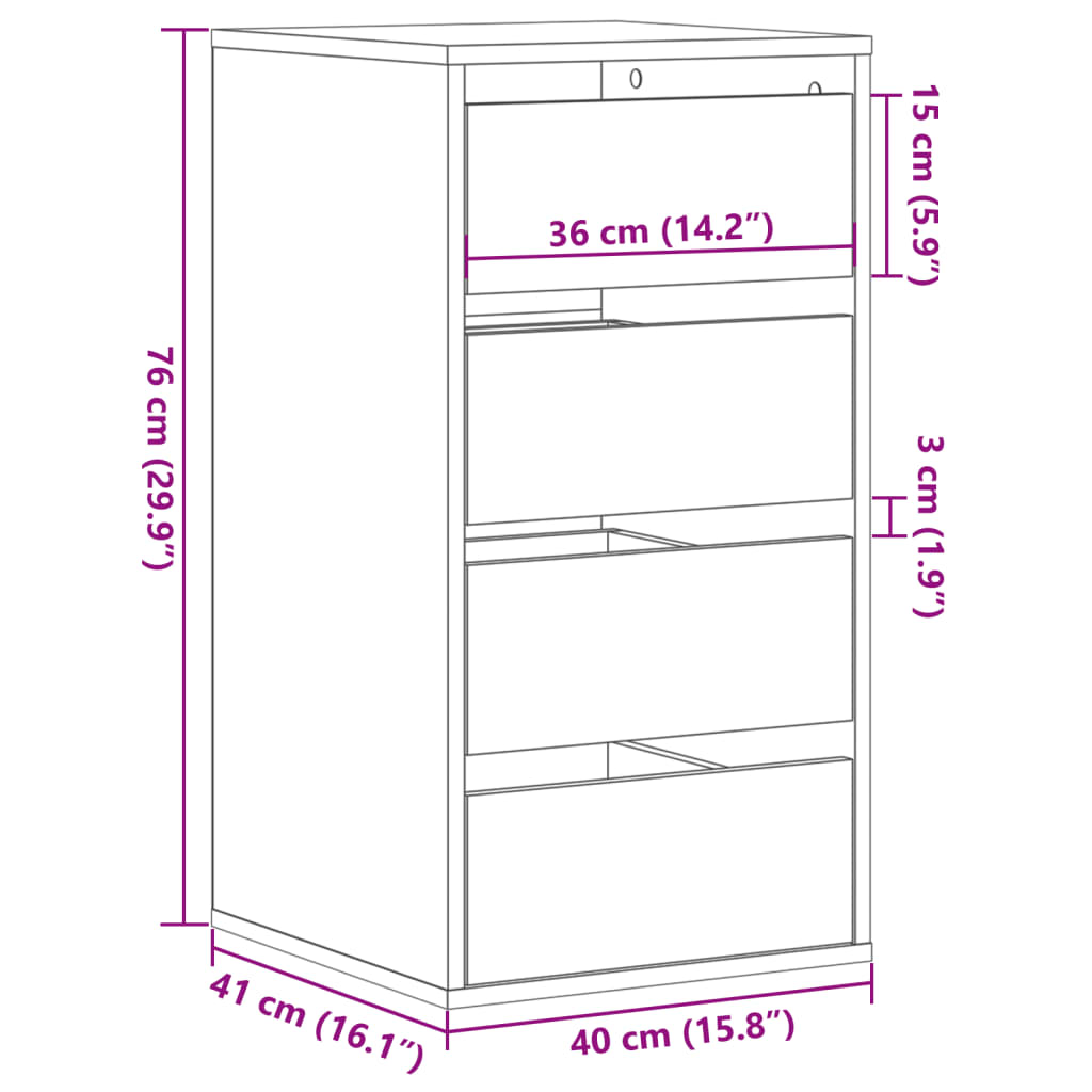 Kommode brun eik 40x41x76 cm konstruert tre