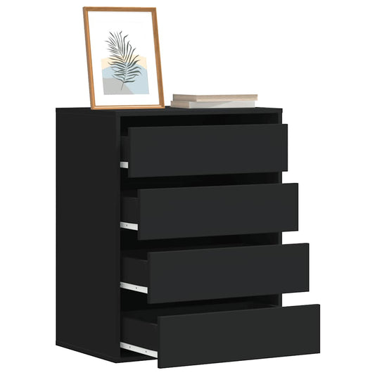 Chest of drawers black 60x41x76 cm engineered wood