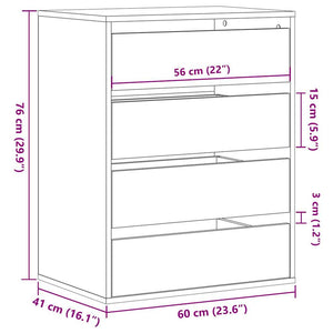 Kommode betonggrå 60x41x76 cm konstruert tre