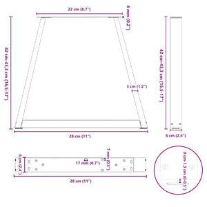 Spisebordben V-formet 2 stk naturell 28x(42-43,3) cm stål