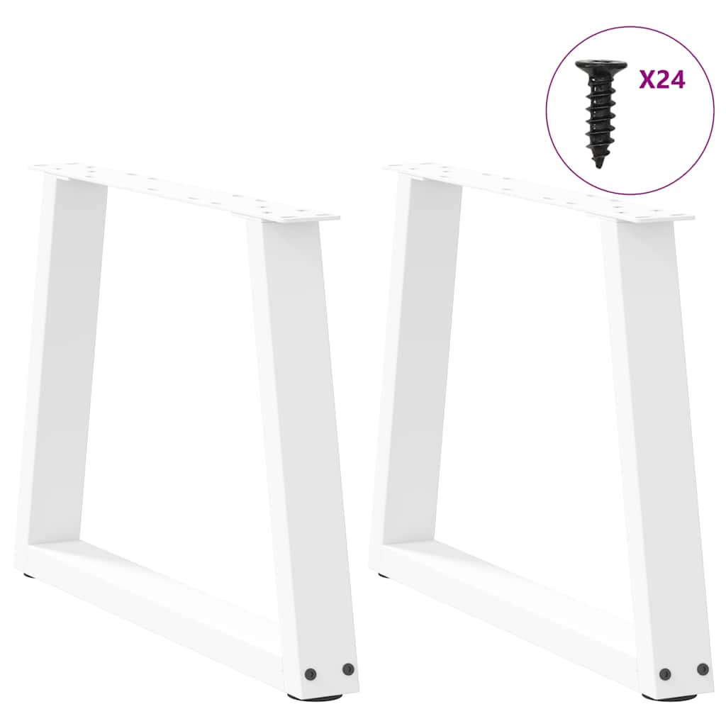 Spisebordben V-formet 2 stk hvit 60x(42-43,3) cm stål
