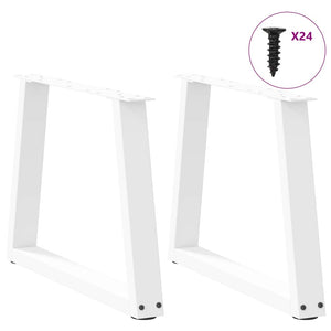 Spisebordben V-formet 2 stk hvit 60x(42-43,3) cm stål