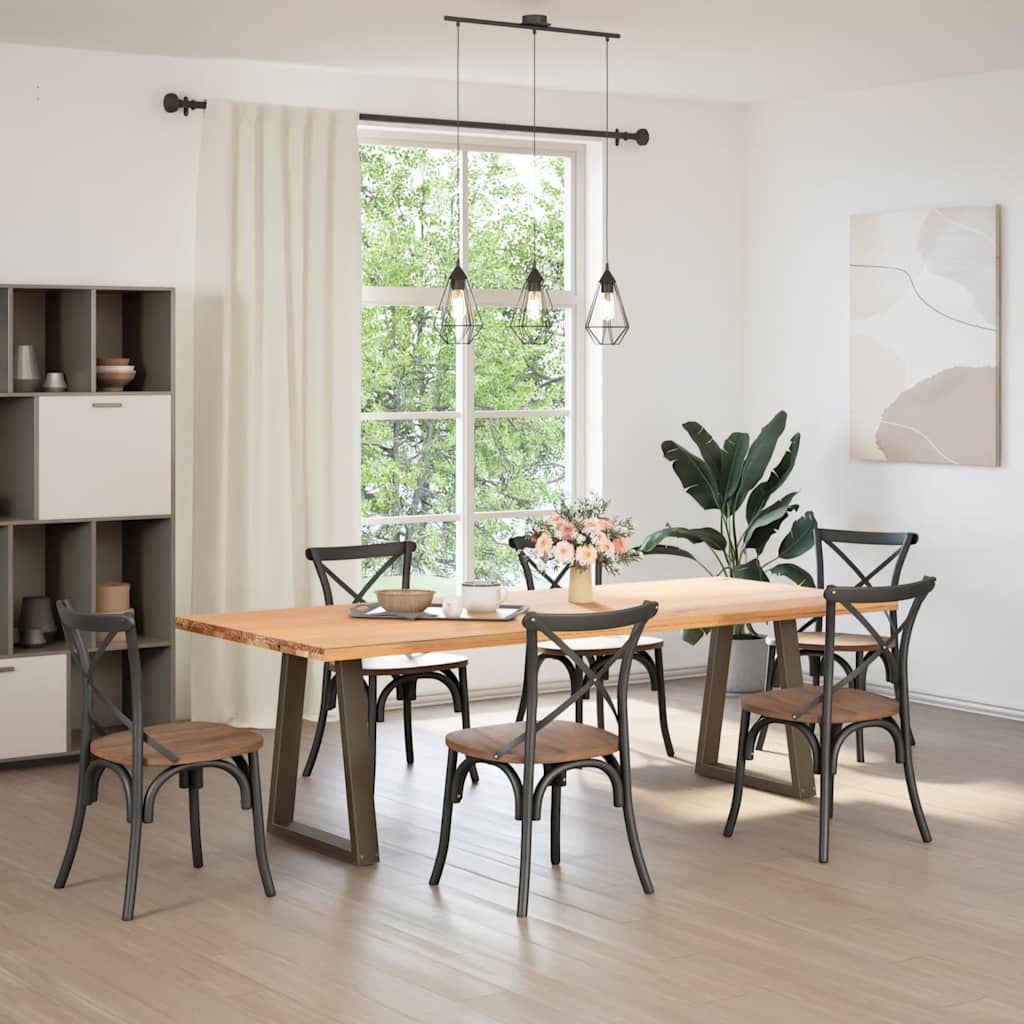 Spisebordben V-formet 2 stk naturell 60x(72-73,3) cm stål
