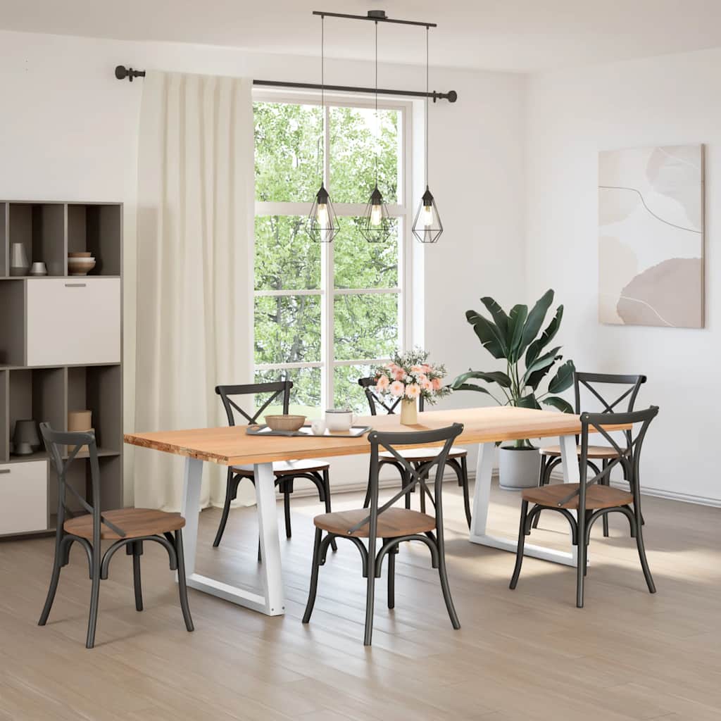 Spisebordben V-formet 2 stk hvit 70x(72-73,3) cm stål