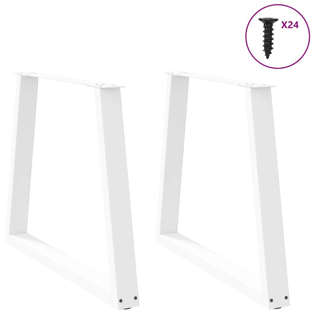 Spisebordben V-formet 2 stk hvit 70x(72-73,3) cm stål