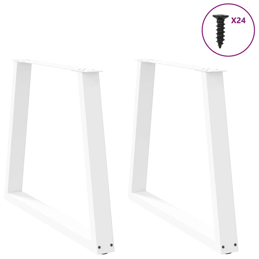 Spisebordben V-formet 2 stk hvit 80x(72-73,3) cm stål