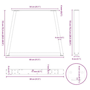 Spisebordben V-formet 2 stk hvit 80x(72-73,3) cm stål