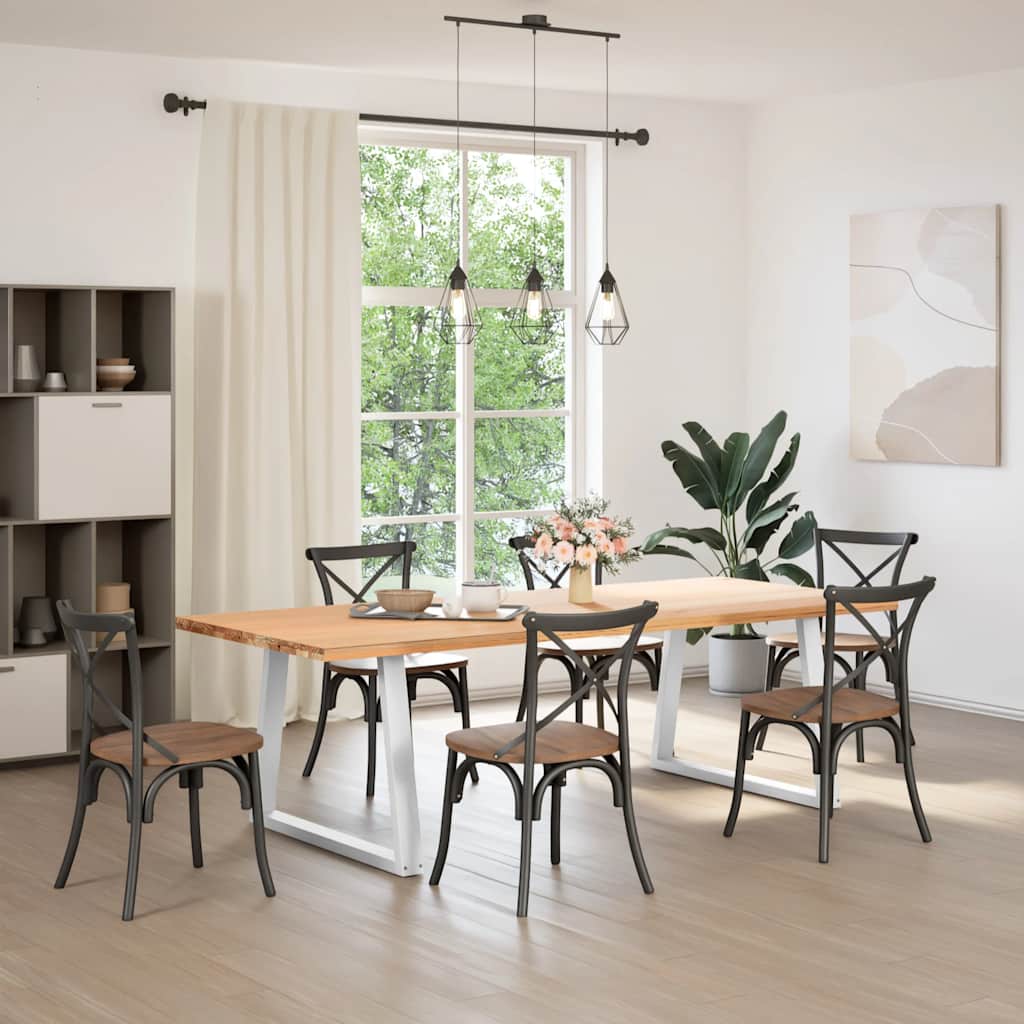 Spisebordben V-formet 2 stk hvit 90x(72-73,3) cm stål