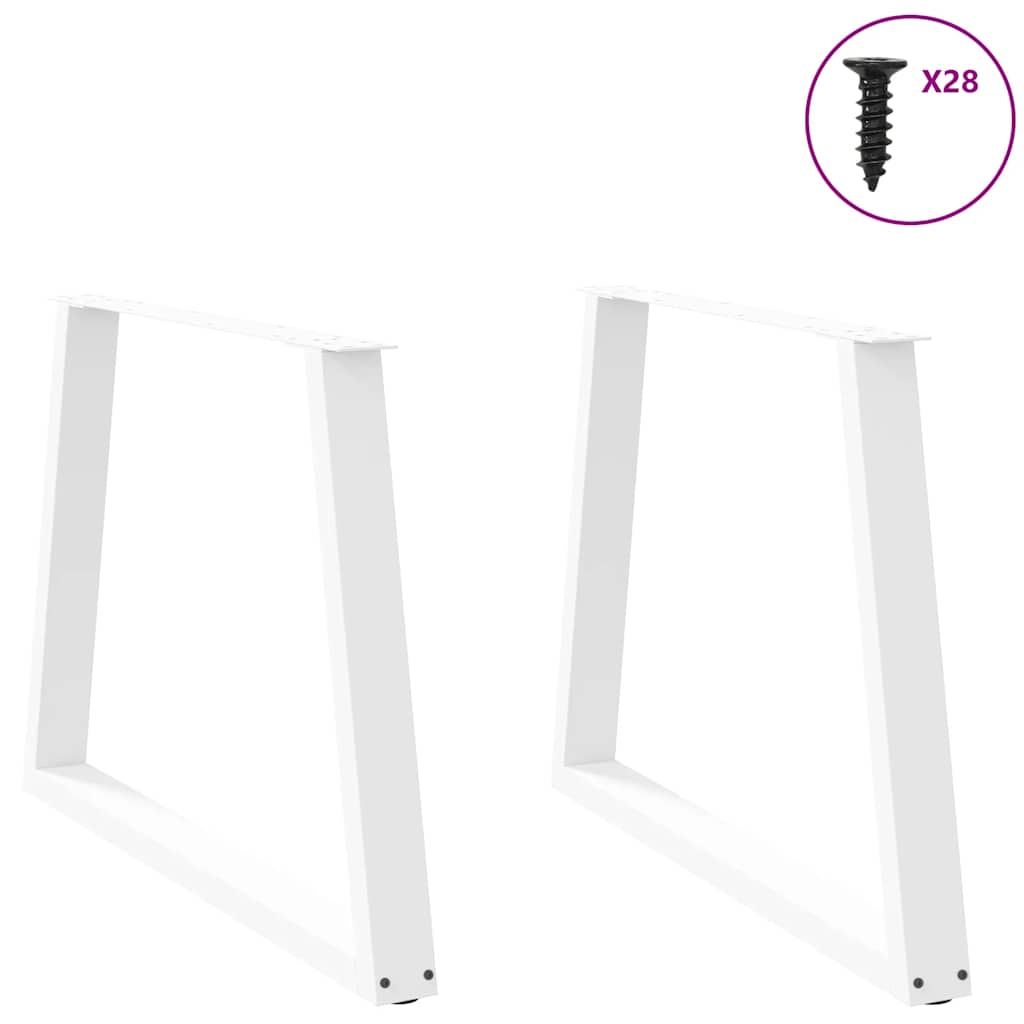 Spisebordben V-formet 2 stk hvit 90x(72-73,3) cm stål