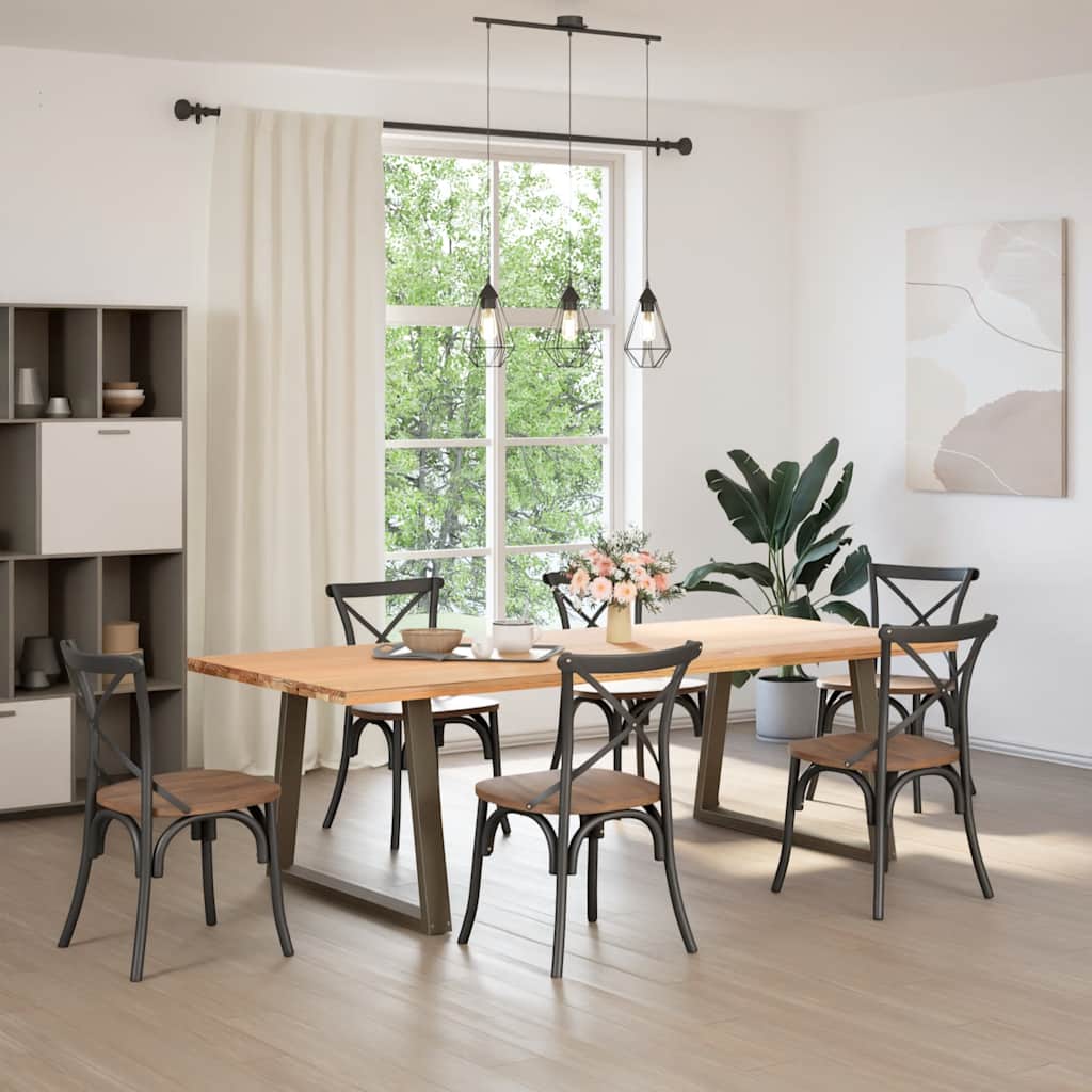 Spisebordben V-formet 2 stk naturell 90x(72-73,3) cm stål