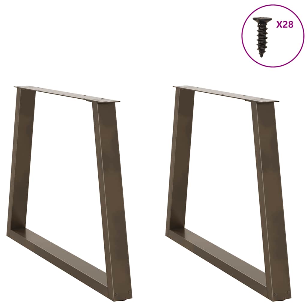Spisebordben V-formet 2 stk naturell 90x(72-73,3) cm stål