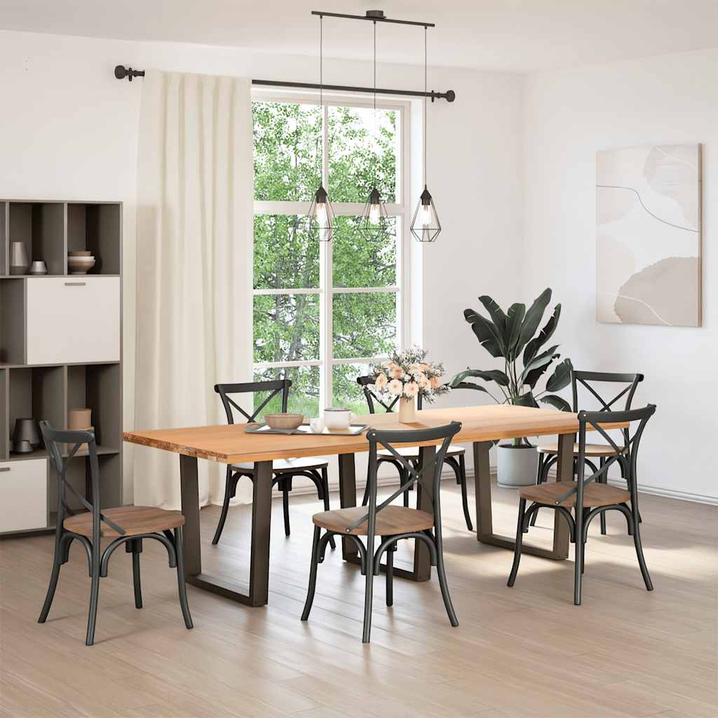 Spisebordben V-formet 3 stk naturell 90x(72-73,3) cm stål