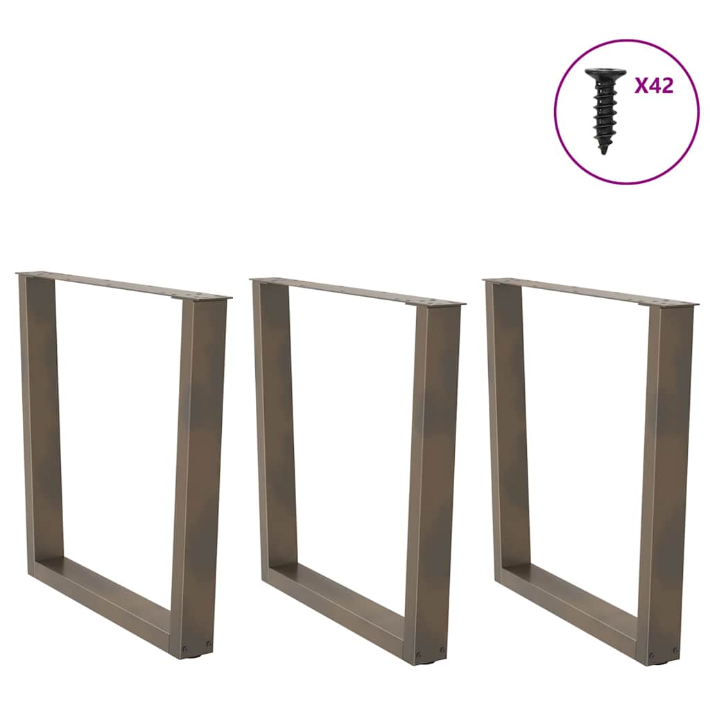 Spisebordben V-formet 3 stk naturell 90x(72-73,3) cm stål